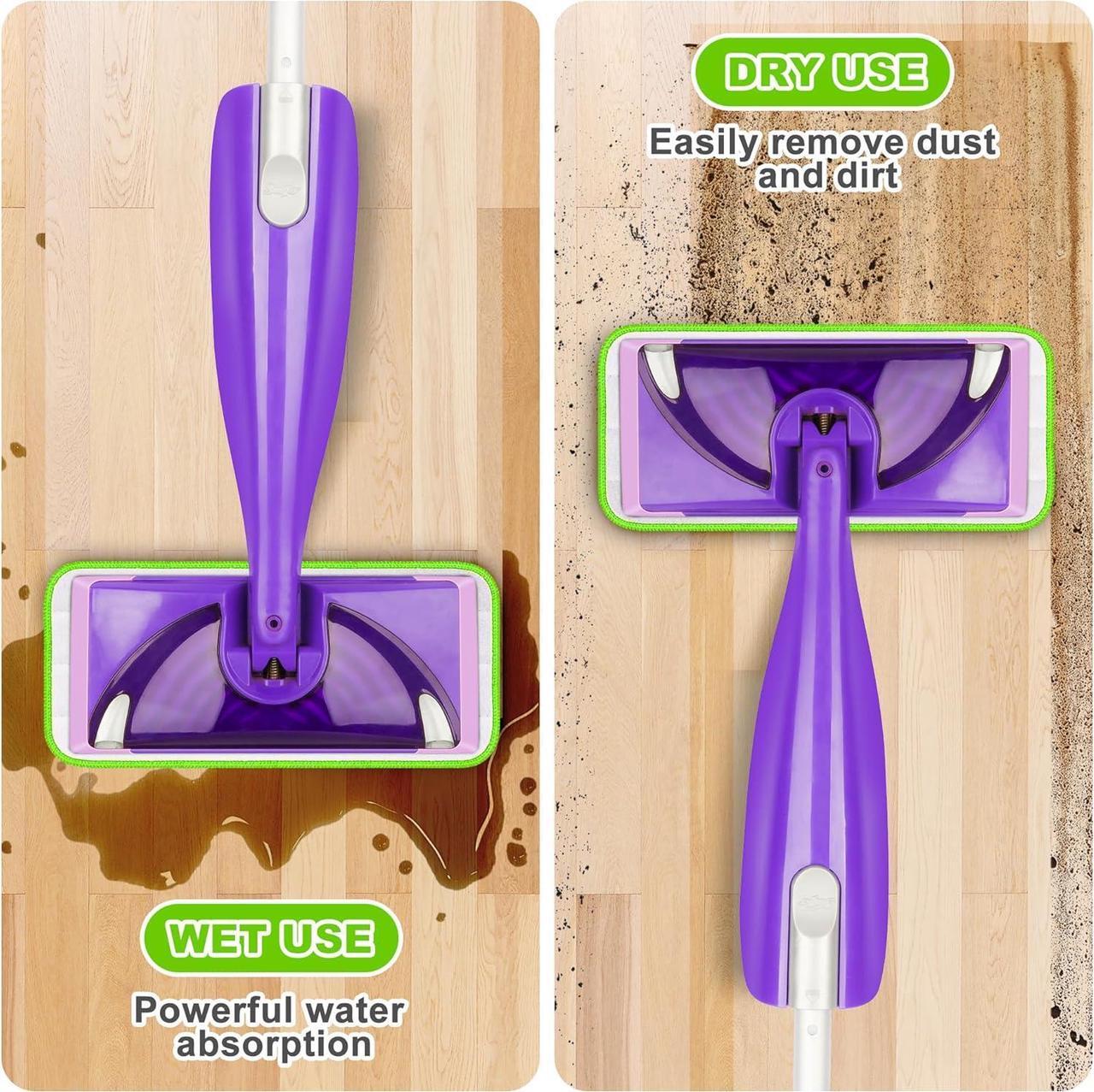 Alt view image 3 of 7 - 9 Pack Reusable Mop Pads for Swiffer WetJet, Wet Pads Refill Microfiber Mop Pads Refills Washable Mop Refill Pads Wet Dry Mop Replacement Heads for Hardwood Floor Cleaning