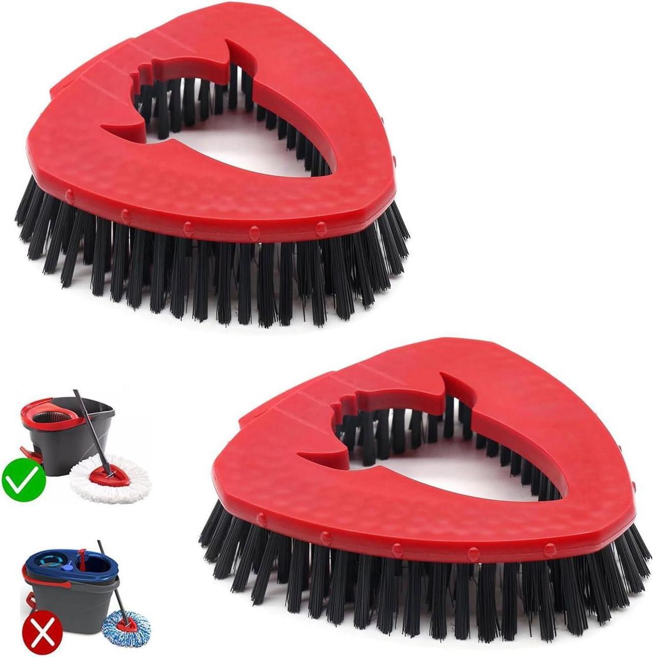 Main image of 2 Pack Scrub Brush Mop Head Spin Mop Replace Head Compatible with O Cedar EasyWring 1-Tank System, Triangle Floor Scrubber Hard Bristle Cleaning Brush for Kitchen Wall Tub