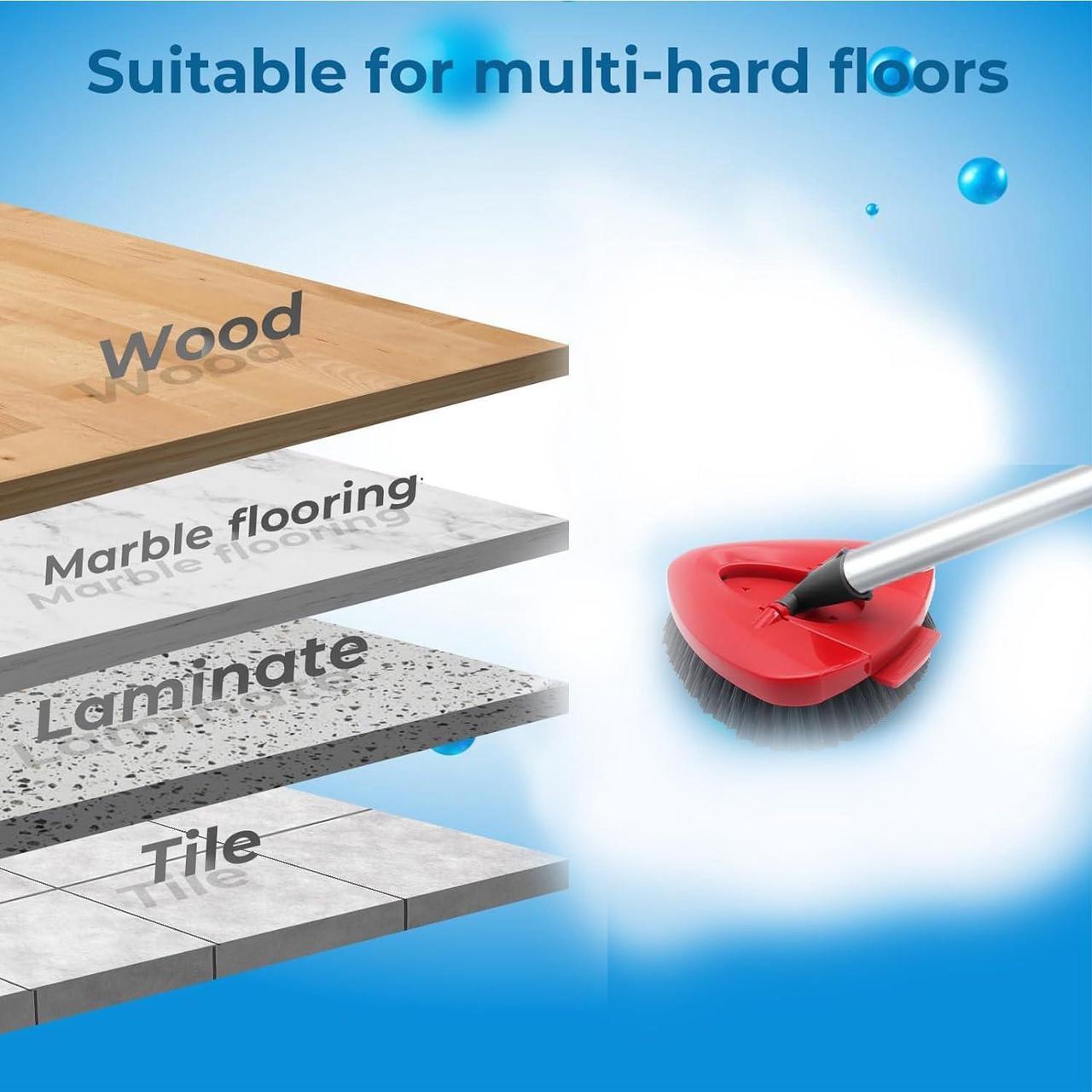 Alt view image 3 of 6 - 2 Pack Scrub Brush Mop Head Spin Mop Replace Head Compatible with O Cedar EasyWring 1-Tank System, Triangle Floor Scrubber Hard Bristle Cleaning Brush for Kitchen Wall Tub