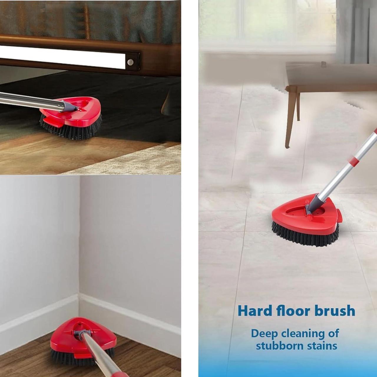 Alt view image 2 of 6 - 2 Pack Scrub Brush Mop Head Spin Mop Replace Head Compatible with O Cedar EasyWring 1-Tank System, Triangle Floor Scrubber Hard Bristle Cleaning Brush for Kitchen Wall Tub