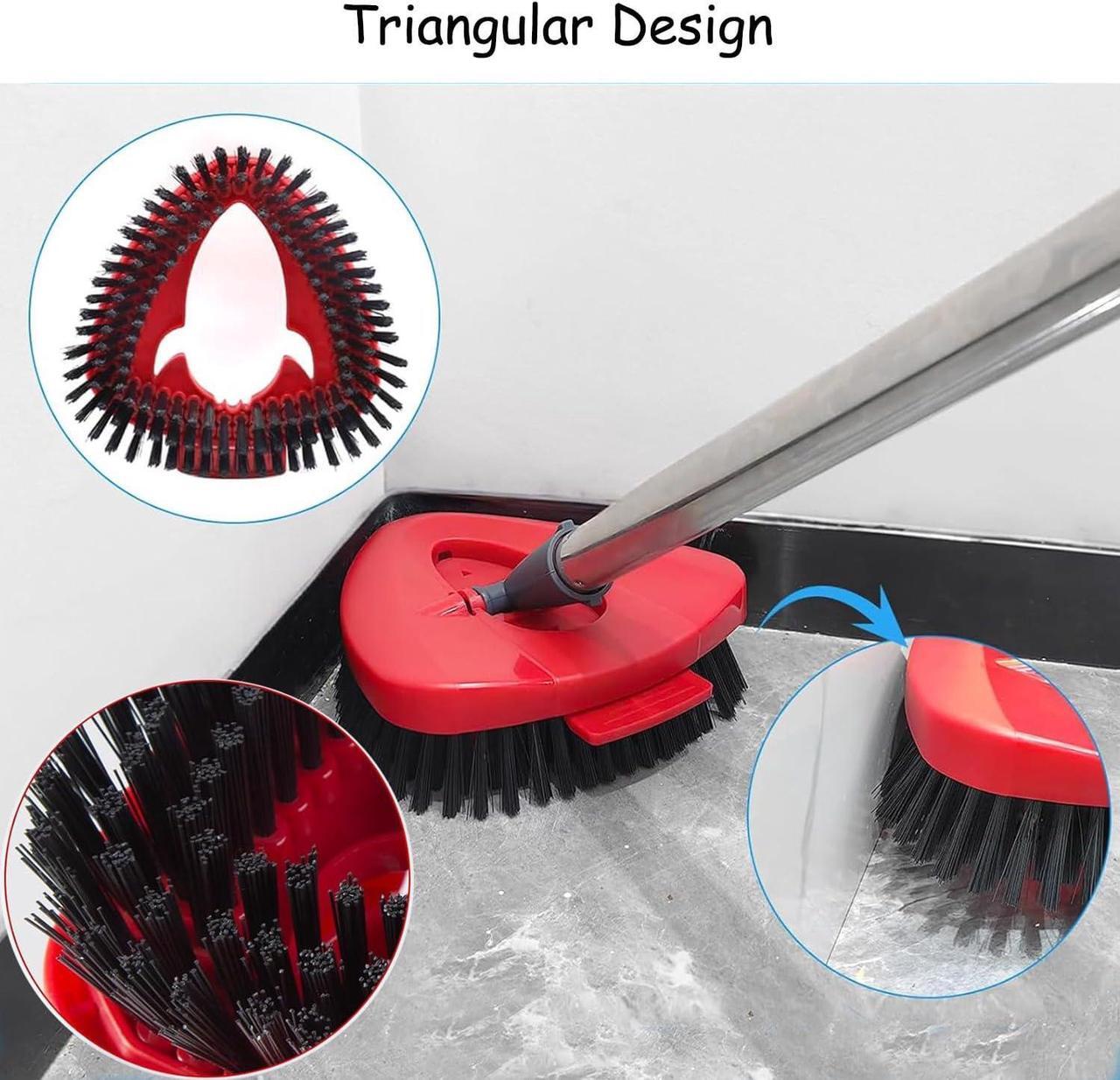 Alt view image 4 of 6 - 2 Pack Scrub Brush Mop Head Spin Mop Replace Head Compatible with O Cedar EasyWring 1-Tank System, Triangle Floor Scrubber Hard Bristle Cleaning Brush for Kitchen Wall Tub