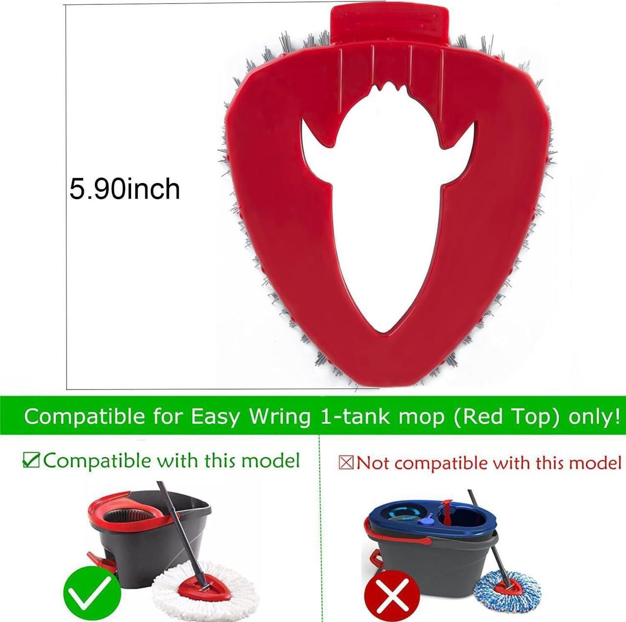 Alt view image 6 of 6 - 2 Pack Scrub Brush Mop Head Spin Mop Replace Head Compatible with O Cedar EasyWring 1-Tank System, Triangle Floor Scrubber Hard Bristle Cleaning Brush for Kitchen Wall Tub
