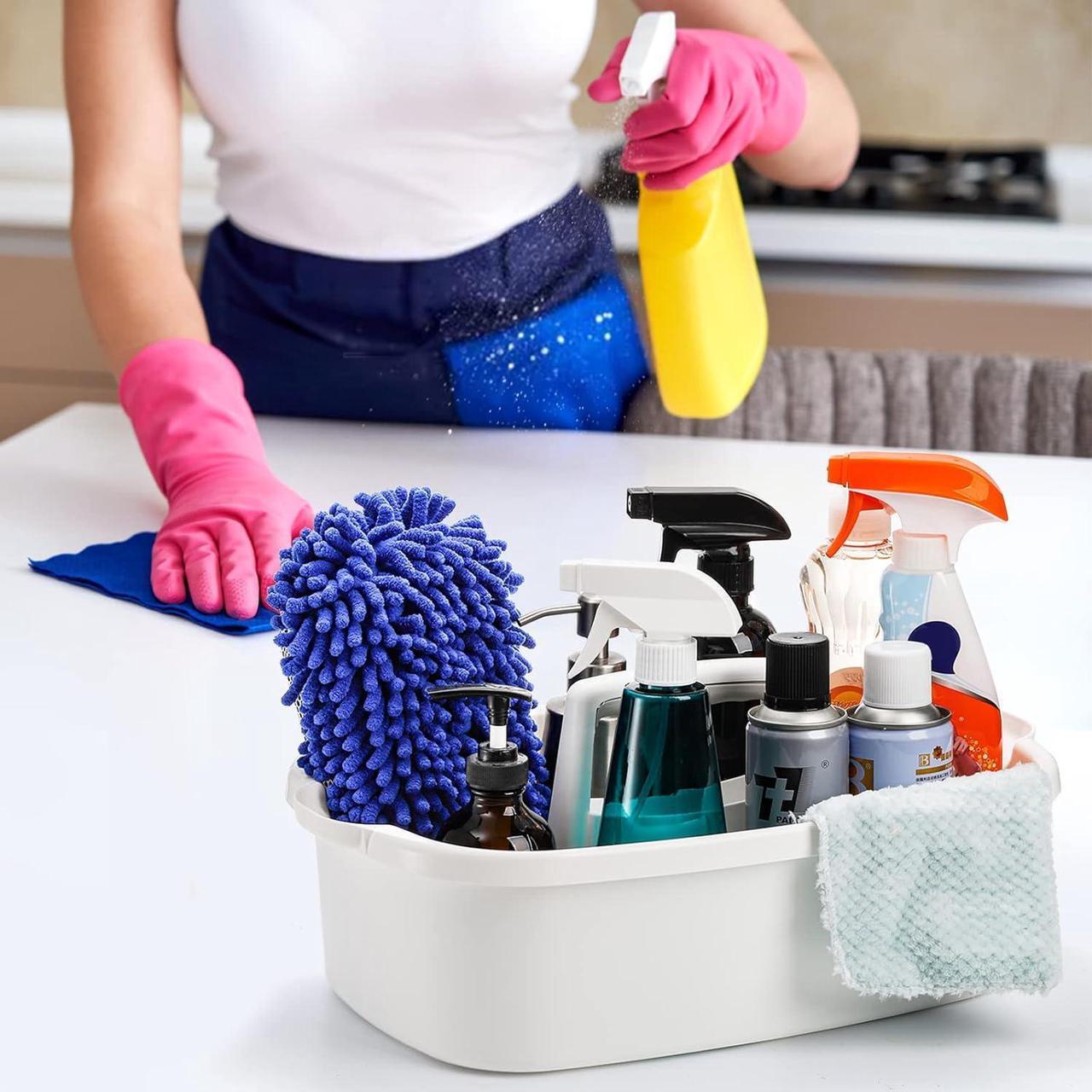 Alt view image 7 of 7 - TOPZEA 2 Pack Cleaning Supplies Caddy, Large Plastic Cleaning Supply Organizer Bucket with Handle Portable Housekeeping Shower Tote Caddy Under Sink Tool Storage Baskets for Dorm, Bathroom, Kitchen