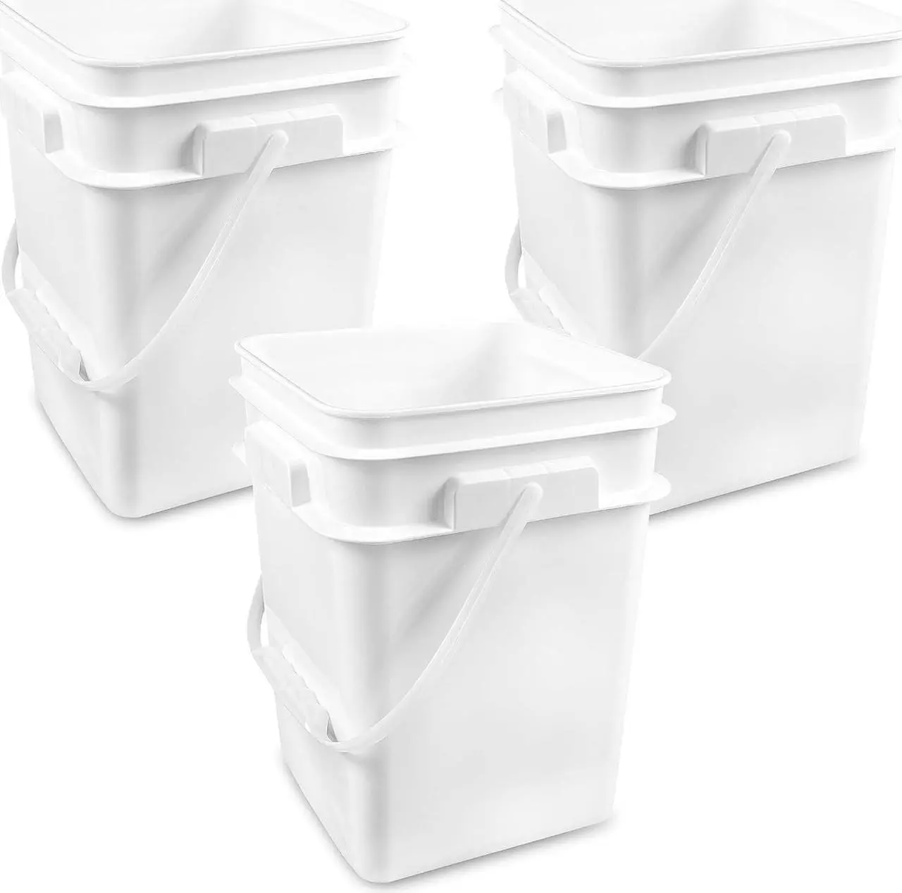 Main image of ePackageSupply 4 Gallon Square Bucket with Plastic Handles, Food Storage Pail, Heavy Duty & Durable, HDPE BPA Free (3 Count)