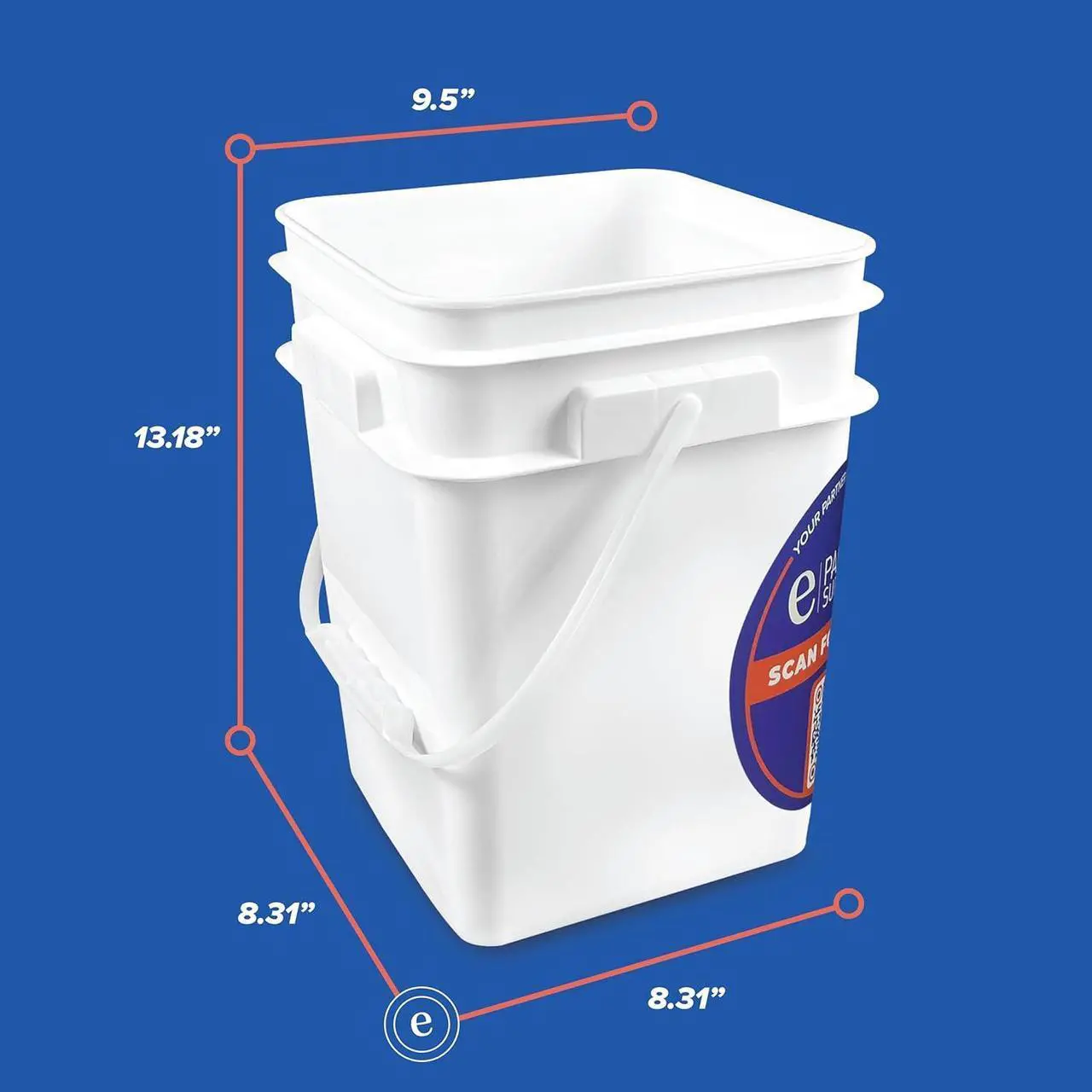 Alt view image 3 of 7 - ePackageSupply 4 Gallon Square Bucket with Plastic Handles, Food Storage Pail, Heavy Duty & Durable, HDPE BPA Free (3 Count)