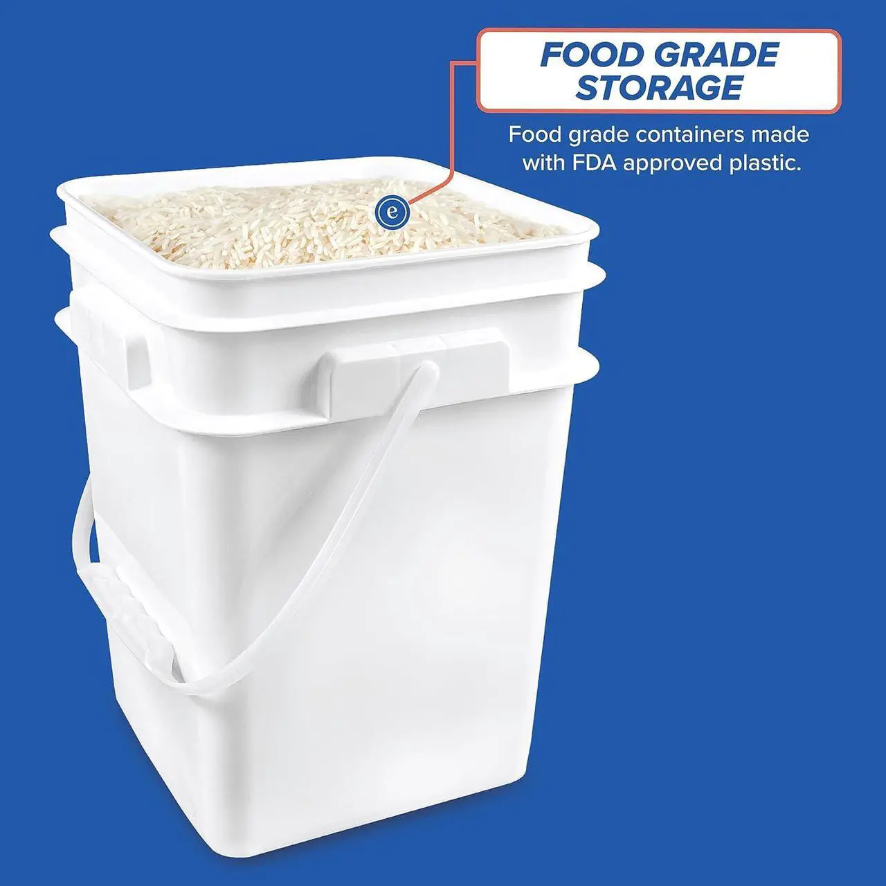Alt view image 5 of 7 - ePackageSupply 4 Gallon Square Bucket with Plastic Handles, Food Storage Pail, Heavy Duty & Durable, HDPE BPA Free (3 Count)