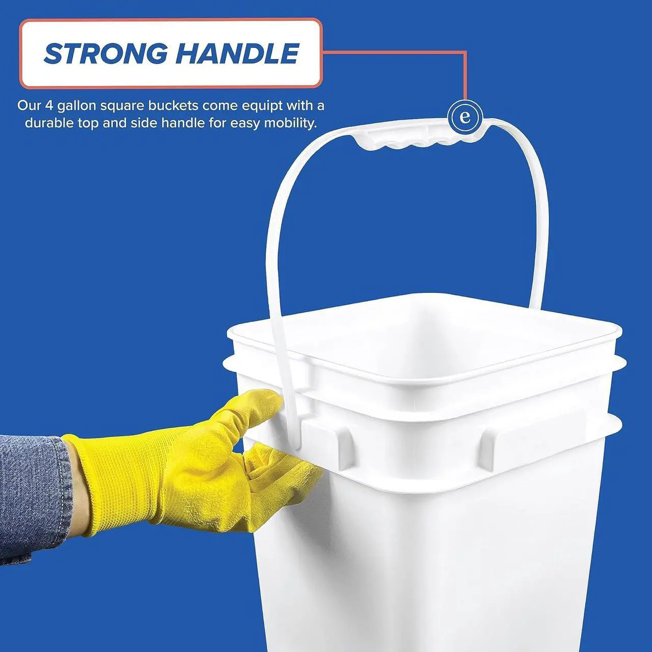 Alt view image 7 of 7 - ePackageSupply 4 Gallon Square Bucket with Plastic Handles, Food Storage Pail, Heavy Duty & Durable, HDPE BPA Free (3 Count)