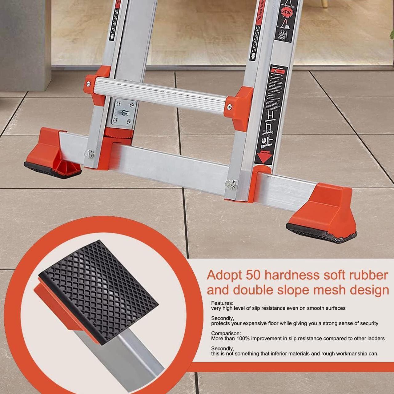 Alt view image 3 of 6 - Ladder, A Frame 5 Step Ladder Extension, 17 Ft Anti-Slip Multi Position Ladder, Storage Folding Ladder, 330 lbs Security Load Telescoping Aluminum Ladders for Stairs Home Indoor Outdoor Roof