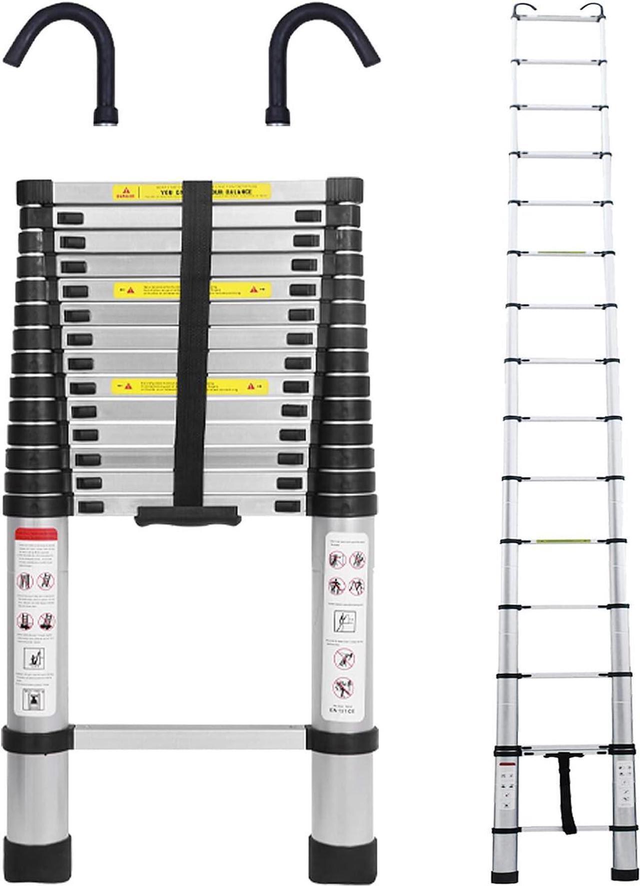 Main image of Telescoping Ladder 20.5ft Aluminum Telescopic Extension Ladder Extendable Ladders with 2 Detachable Hooks Portable Lightweight Safety Lock Design Best for Household Daily or RV Work 330 Pound Capacity