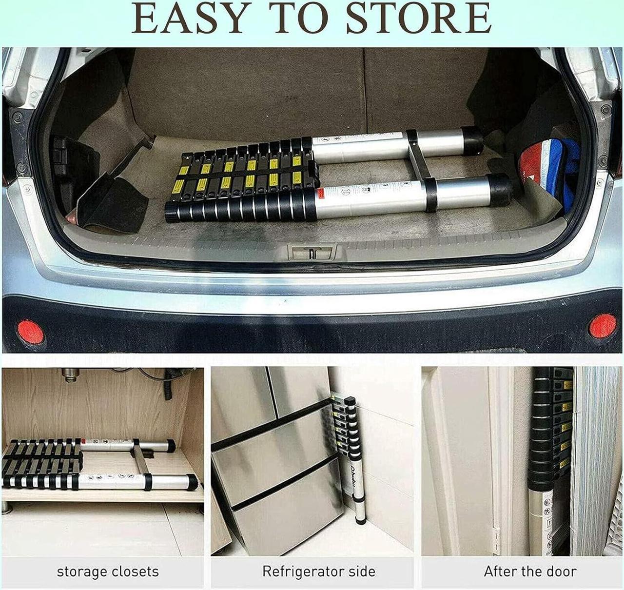 Alt view image 6 of 7 - Telescoping Ladder 20.5ft Aluminum Telescopic Extension Ladder Extendable Ladders with 2 Detachable Hooks Portable Lightweight Safety Lock Design Best for Household Daily or RV Work 330 Pound Capacity