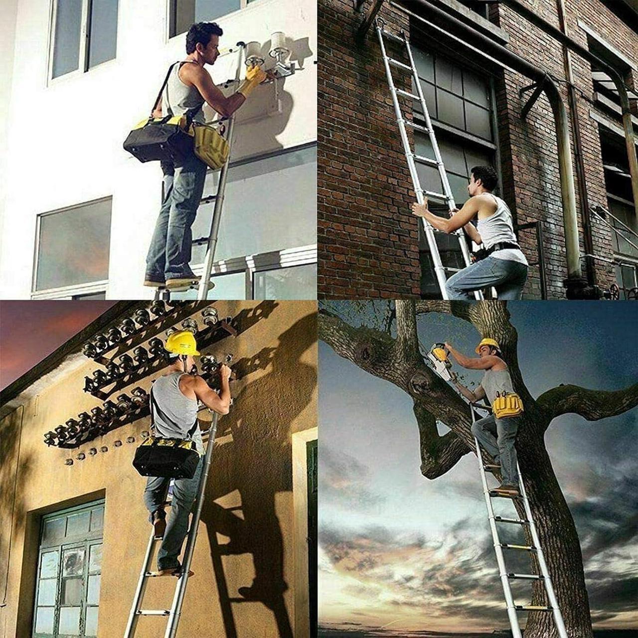 Alt view image 7 of 7 - Telescoping Ladder 20.5ft Aluminum Telescopic Extension Ladder Extendable Ladders with 2 Detachable Hooks Portable Lightweight Safety Lock Design Best for Household Daily or RV Work 330 Pound Capacity