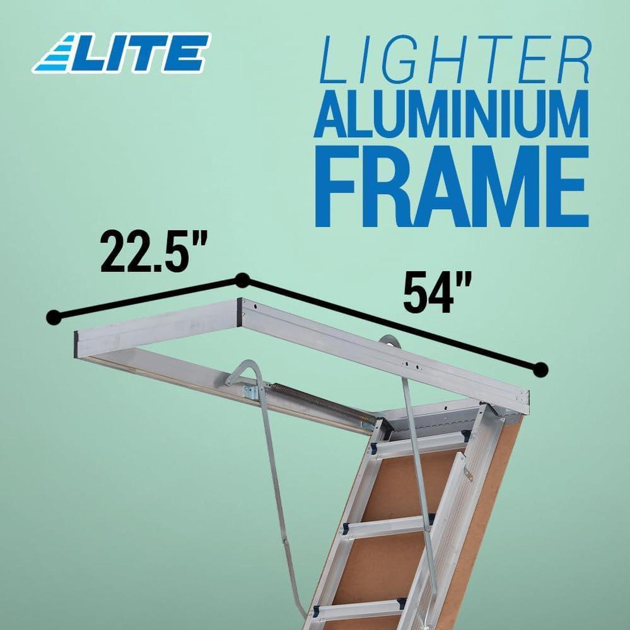 Alt view image 3 of 7 - LITE 10-Foot Aluminium Attic Ladder 56" W x 22.5" H, 375-Pound Load Capacity, Type IAA, AP2240MS