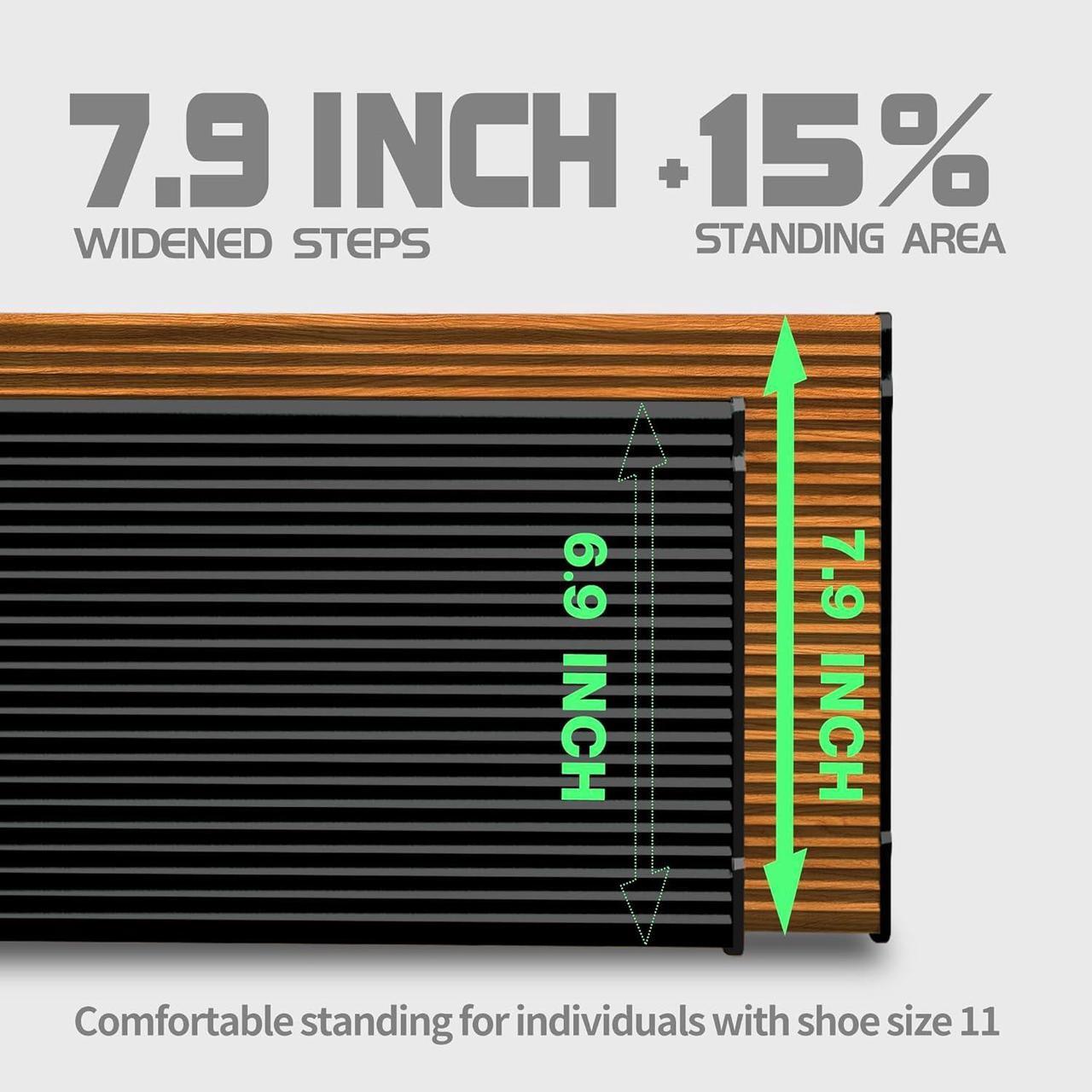 Alt view image 3 of 6 - 3 Step Ladder, Folding Step Stool with Aluminum Wide Pedal& Convenient Handgrip, 330lbs Capacity Steel Ladder for Household and Office (Black & Woodgrain)