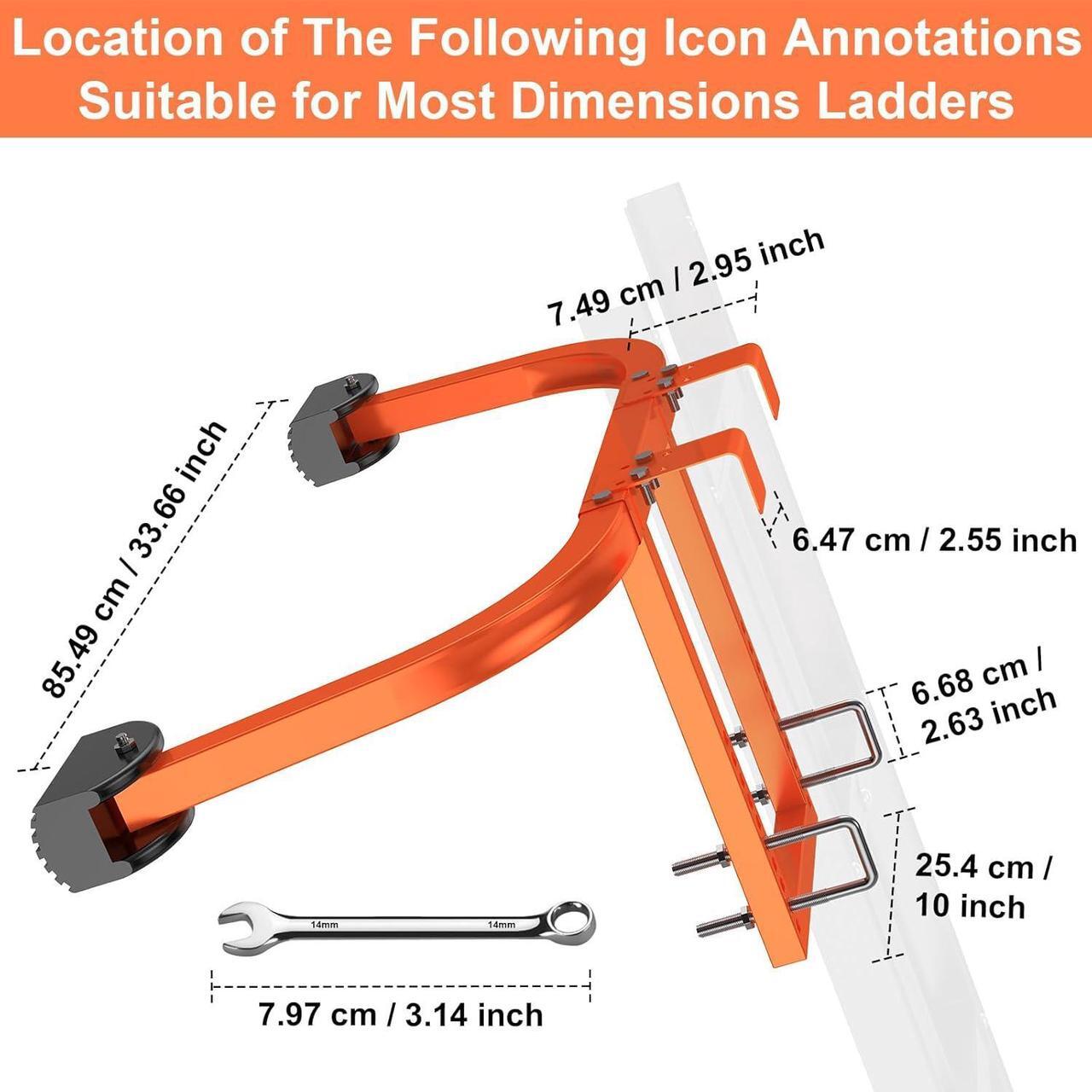 Alt view image 4 of 7 - Ladder Stabilizer, Extended Ladder Stabilizer for Roof with Wall Extension, Heavy Duty Steel Ladder Roof Stabilizer Ladder Standoff Stabilizer Arms for Roof Gutters with Non-Slip Rubber Bottom Pad