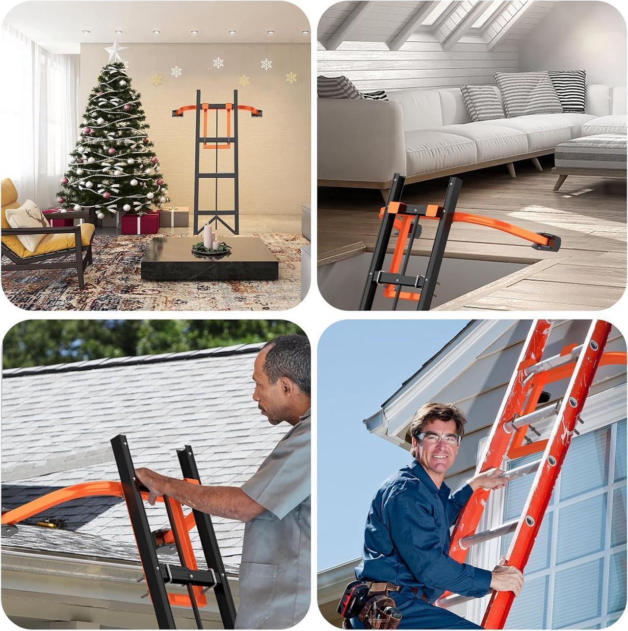 Alt view image 7 of 7 - Ladder Stabilizer, Extended Ladder Stabilizer for Roof with Wall Extension, Heavy Duty Steel Ladder Roof Stabilizer Ladder Standoff Stabilizer Arms for Roof Gutters with Non-Slip Rubber Bottom Pad