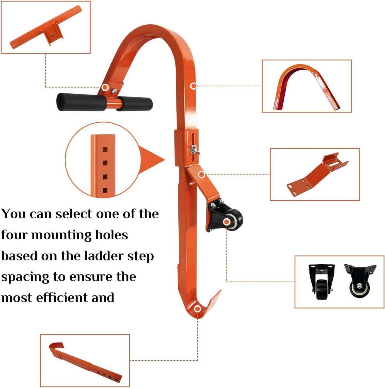 Alt view image 2 of 7 - Roof Ladder Hook, 2 Pack Ladder Stabilizer, Heavy Duty Steel 500 Lbs Weight Ratin, Roof Ridge Extension with Wheel for Safe and Easy Access