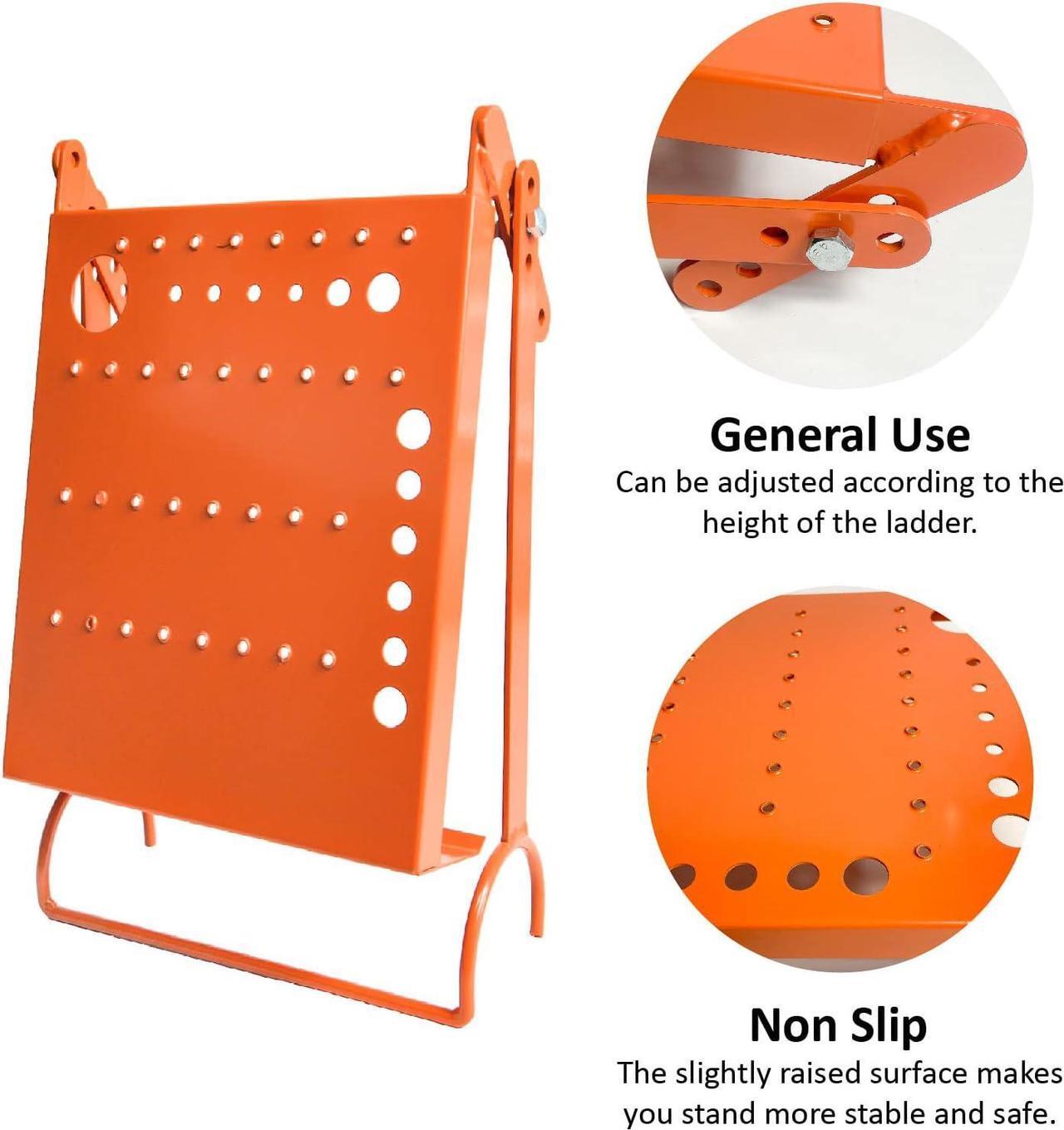 Alt view image 3 of 3 - Ladder Platform Accessory, Ladder Work Platform System,Anti-Slip Extension Ladder Tool, Heavy Duty Ladder Work Stand System Accessories Holds 400 Pound (orange) (orange)