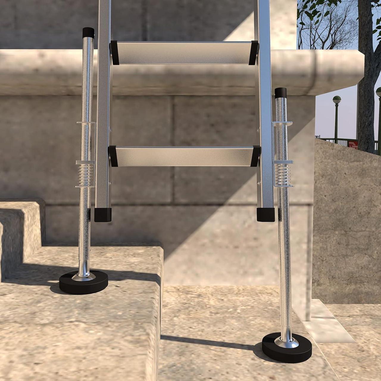 Alt view image 7 of 7 - Ladder Levelers for Type II,I and IA Extension Ladders up to 32,with Anti-Slip Threaded and Adjustable Extension Ladder Legs for Stairs and All Surfaces - Pair (Standard Version 20")