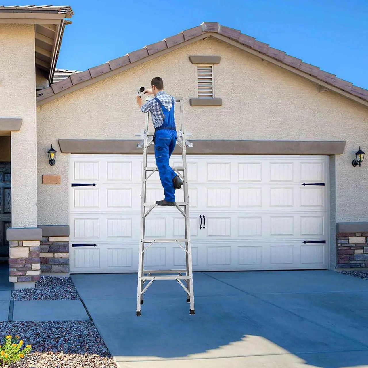 Alt view image 7 of 7 - Ladder Stabilizer for Roof Gutter,Ladder Standoff for Roof,Wall Standoff,Solid and Reliable Easy to Use,380 Lbs Weight Rating