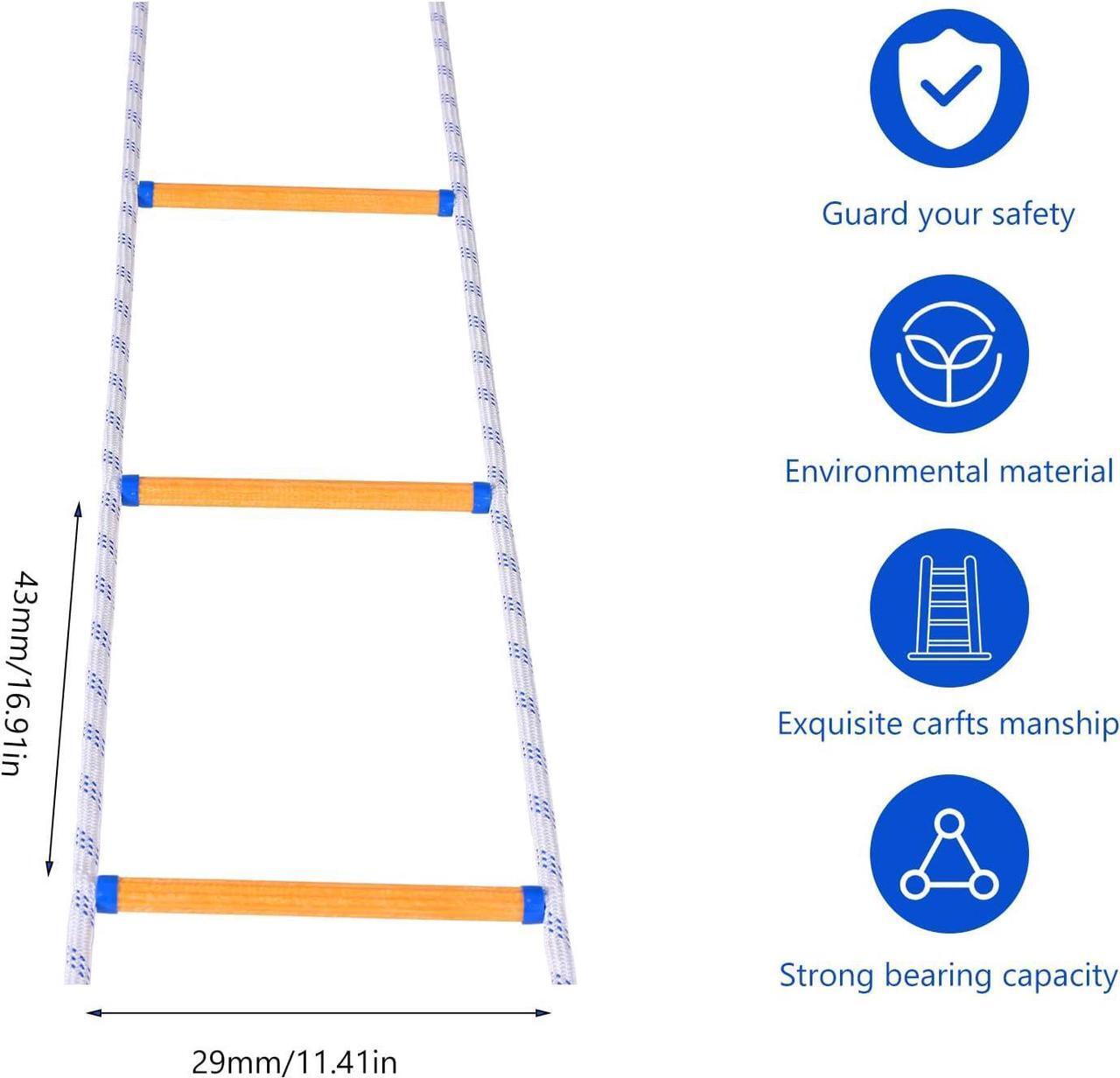 Alt view image 4 of 7 - Rope Ladder,49.2 Feet Emergency Fire Escape Ladder Flame Resistant,Safety Balcony Fire Ladder with Hooks,Fast to Deploy Portable and Reusable 5 Story,Weight Capacity up to 2000 Pounds