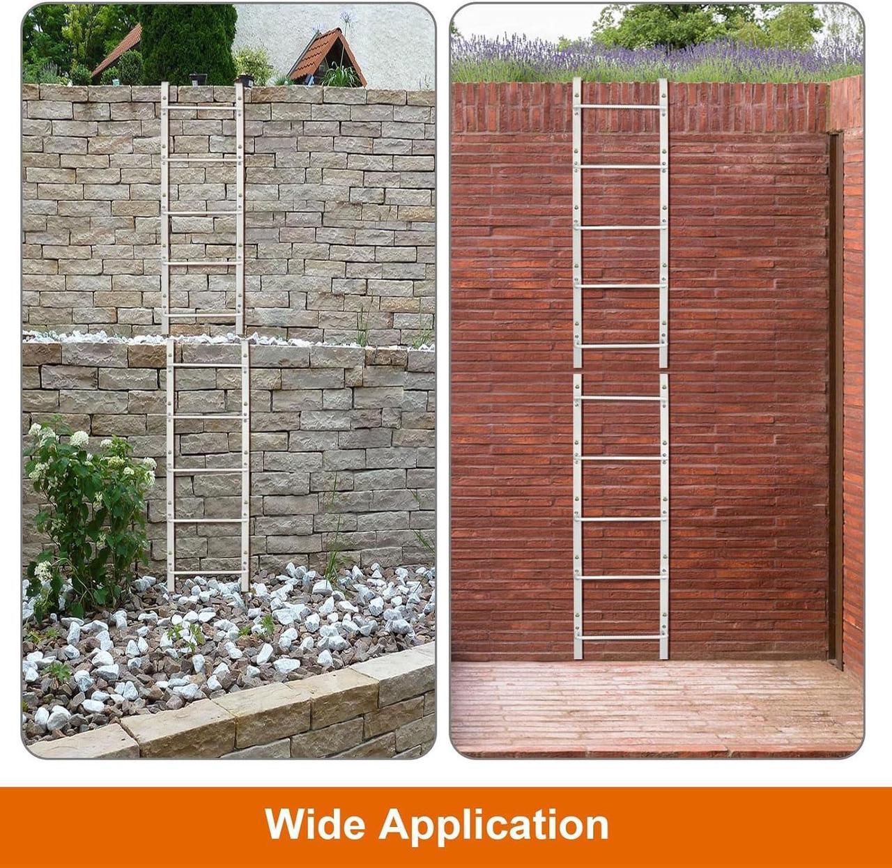 Alt view image 7 of 7 - 5-Rung Window Well Ladder Hooked, Heavy Duty Steel Fire Escape Ladder, Powder-Coated Basement Egress Window Ladder Wall Mounted Ladder 56.2" Lx17.9 W, White