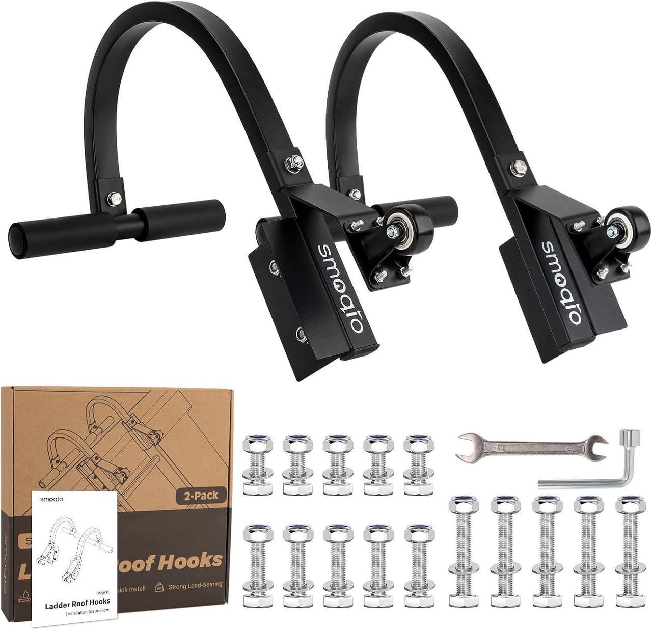 Main image of Ladder Roof Hook, 2 Pack Ladder Hooks for Roof Secured by Bolts, Roof Ladder Fits Most Parallel Rails Ladder, No Wobble Roofing Ladder Heavy-Duty Construction (Upgrade Version)