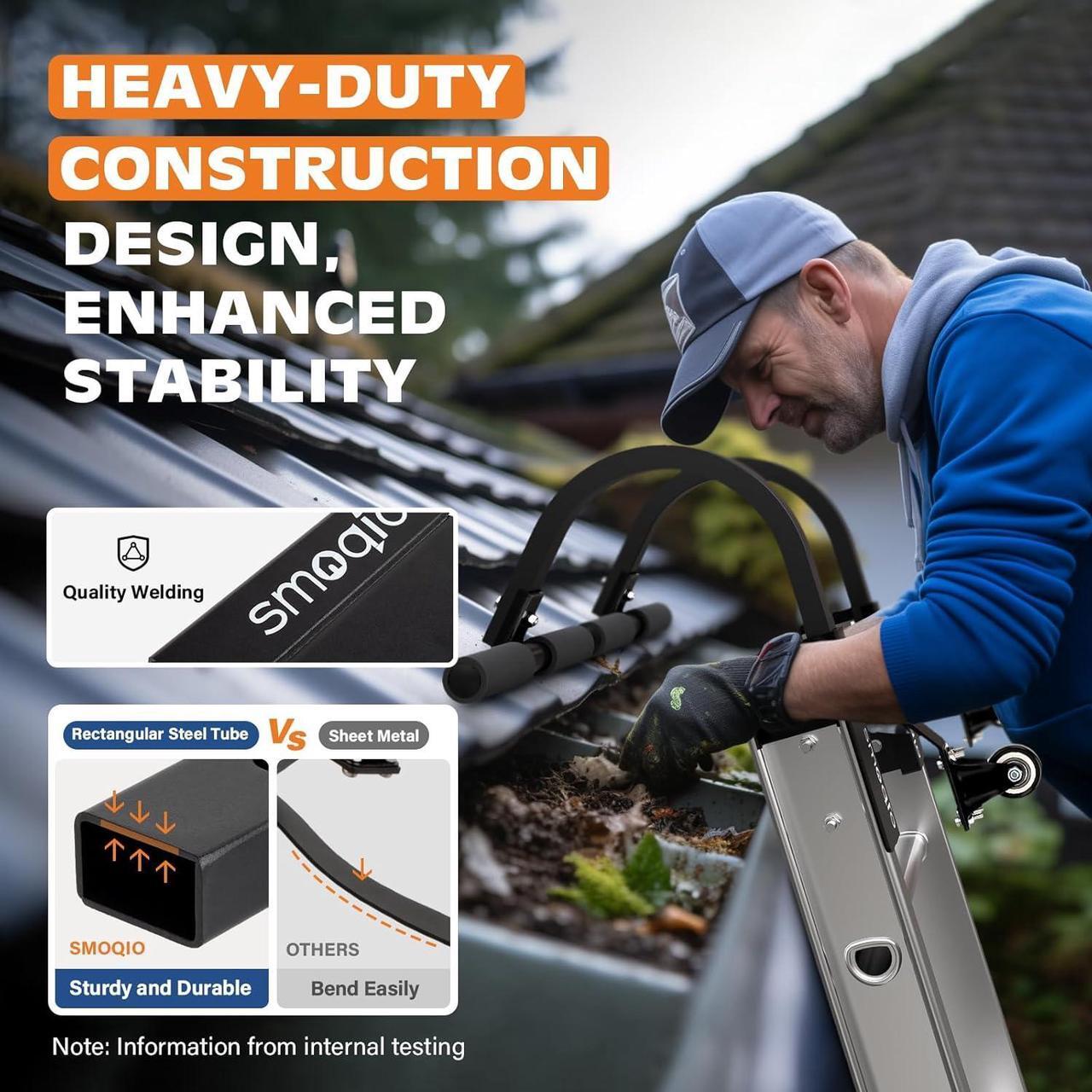 Alt view image 3 of 7 - Ladder Roof Hook, 2 Pack Ladder Hooks for Roof Secured by Bolts, Roof Ladder Fits Most Parallel Rails Ladder, No Wobble Roofing Ladder Heavy-Duty Construction (Upgrade Version)