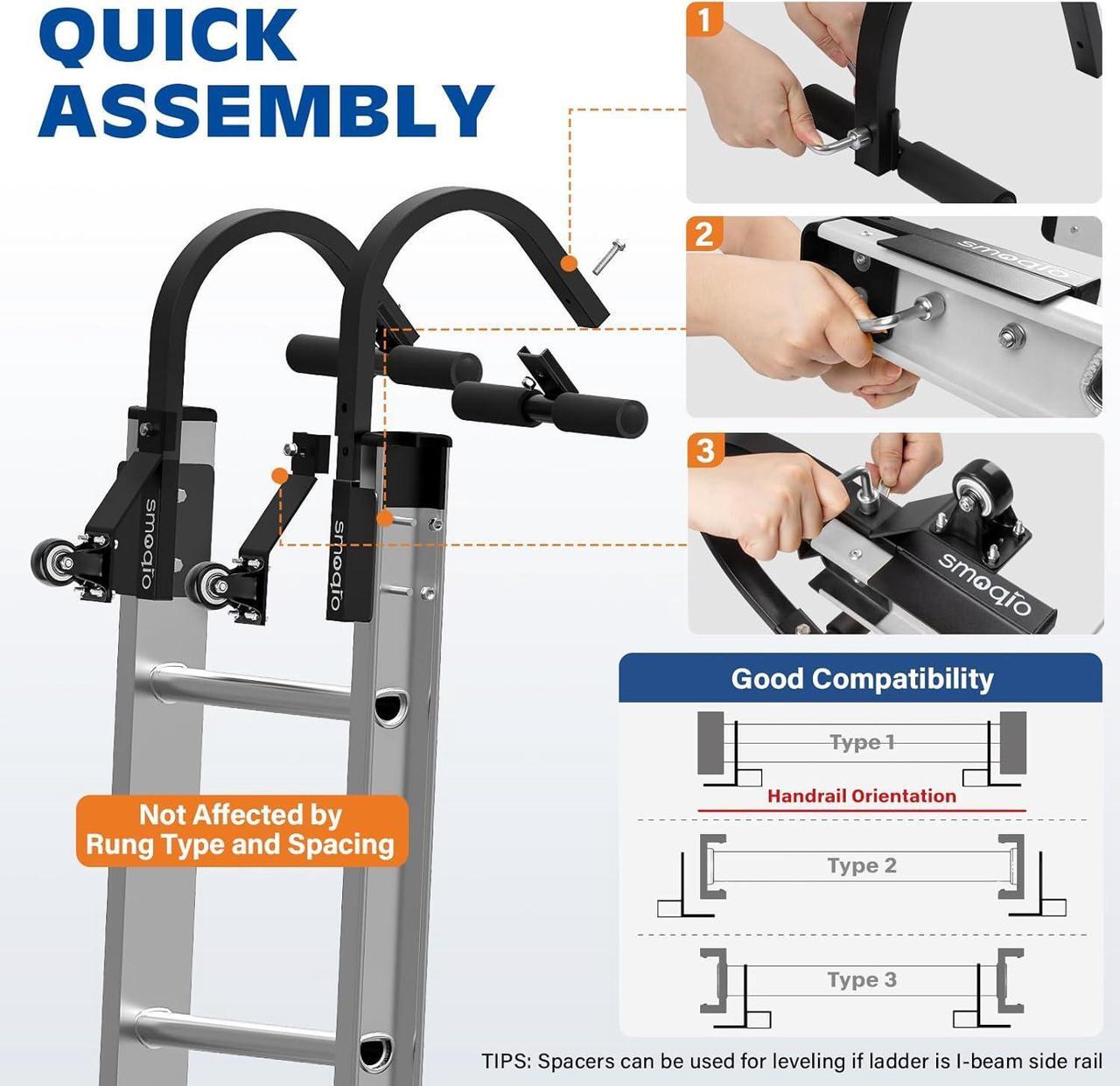 Alt view image 4 of 7 - Ladder Roof Hook, 2 Pack Ladder Hooks for Roof Secured by Bolts, Roof Ladder Fits Most Parallel Rails Ladder, No Wobble Roofing Ladder Heavy-Duty Construction (Upgrade Version)
