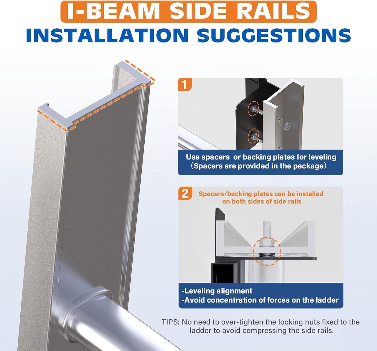 Alt view image 5 of 7 - Ladder Roof Hook, 2 Pack Ladder Hooks for Roof Secured by Bolts, Roof Ladder Fits Most Parallel Rails Ladder, No Wobble Roofing Ladder Heavy-Duty Construction (Upgrade Version)