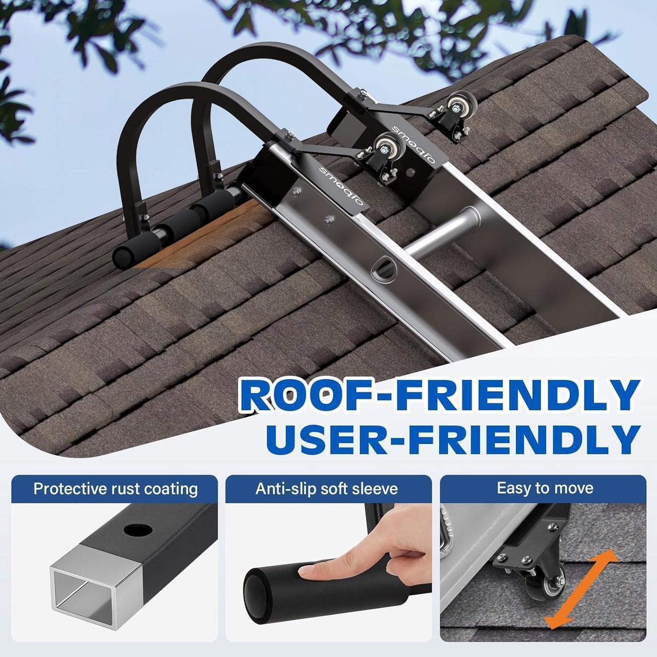 Alt view image 7 of 7 - Ladder Roof Hook, 2 Pack Ladder Hooks for Roof Secured by Bolts, Roof Ladder Fits Most Parallel Rails Ladder, No Wobble Roofing Ladder Heavy-Duty Construction (Upgrade Version)