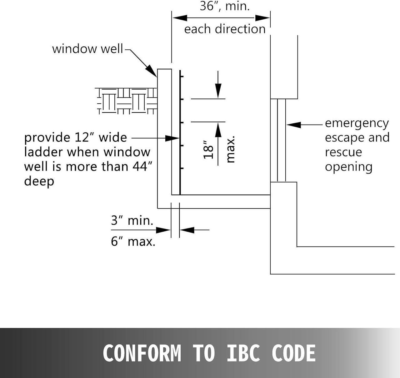 Alt view image 7 of 7 - Happybuy Egress Ladder Basement 4 Steps Basement Egress Egress Window Ladder Loft Ladder Window Well Ladder Attic Ladder Parts Escape Ladder Emergency Window Ladder Egress Well Egress Windows