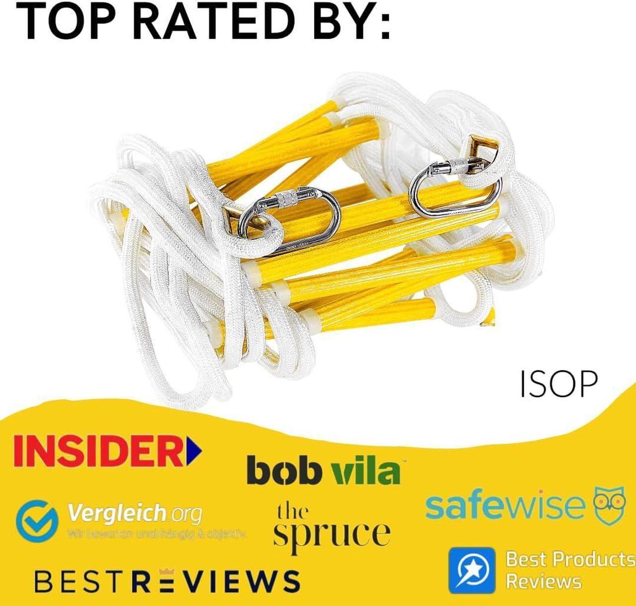 Alt view image 4 of 6 - ISOP Fire Escape Ladder for Third Story Windows 25ft (8m) - Flame Resistant Rescue Rope Ladder with Hooks - Weight Capacity up to 1500 Pounds / 3-Story Escape Ladder for Homes