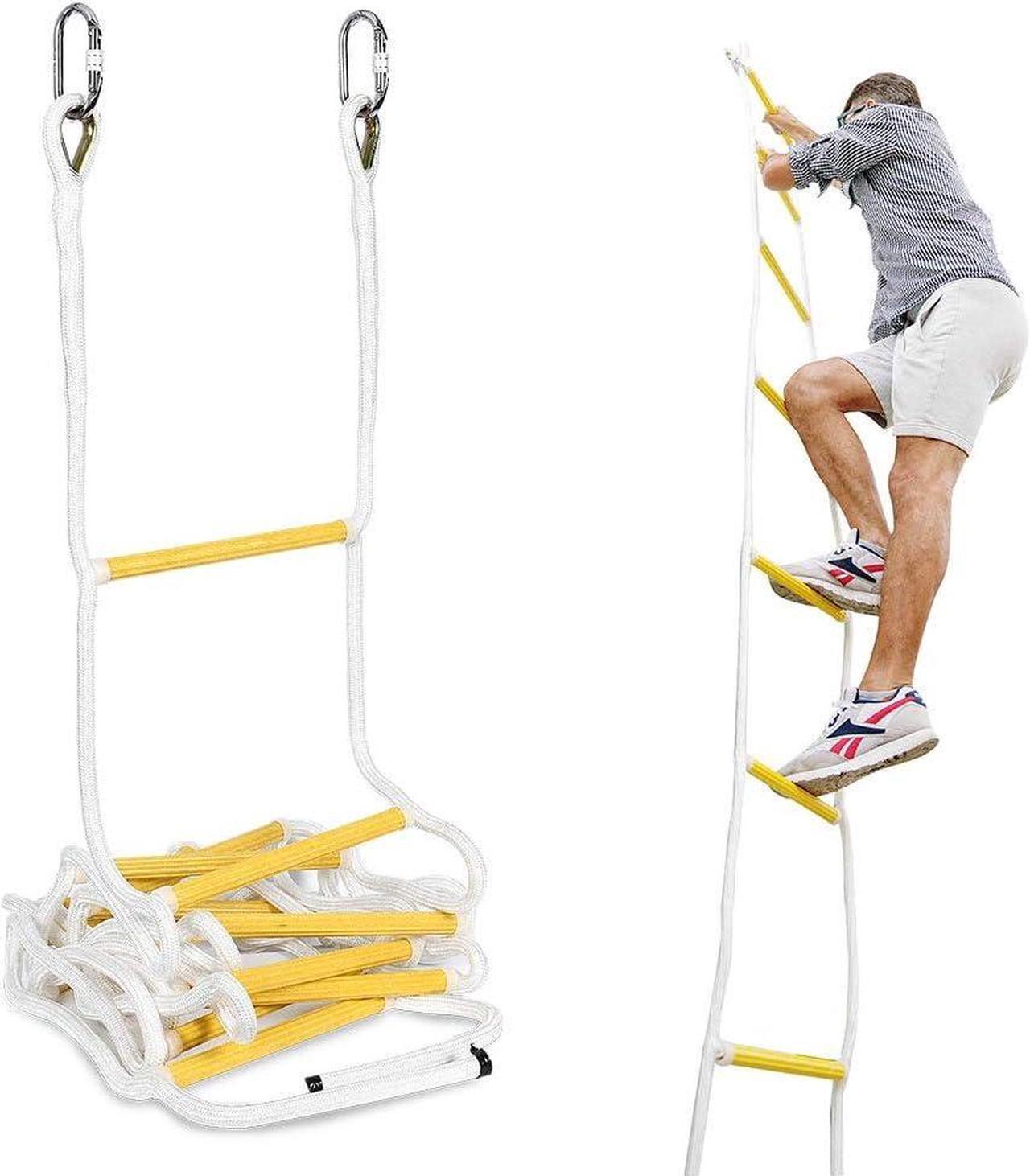 Alt view image 6 of 6 - ISOP Fire Escape Ladder for Third Story Windows 25ft (8m) - Flame Resistant Rescue Rope Ladder with Hooks - Weight Capacity up to 1500 Pounds / 3-Story Escape Ladder for Homes