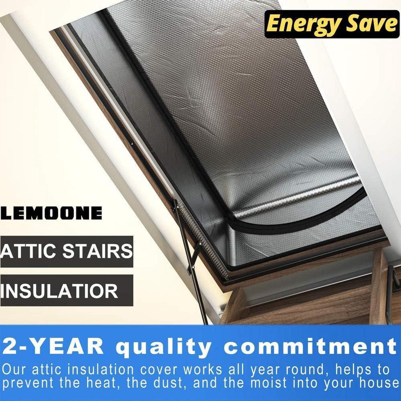 Alt view image 3 of 7 - Attic Stairs Insulation Cover 25"x54"x11", Attic Door Insulation Cover R-Value 15.5, Class A Fireproof Attic Tent Ladder Insulation Cover Kit with Installation Tool 400 Staples