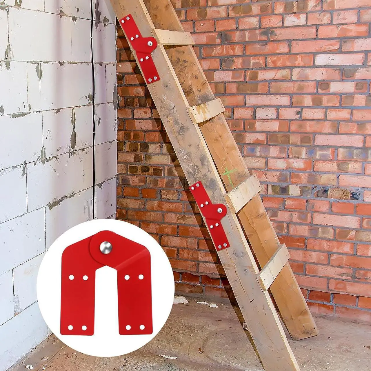 Alt view image 4 of 6 - Tandefio 4 Pcs Attic Ladder Hinge Herringbone Ladder Tie Rod with Anti Slip Screws Red Attic Ladder Accessories Step Ladder Hinge Replacement Kit