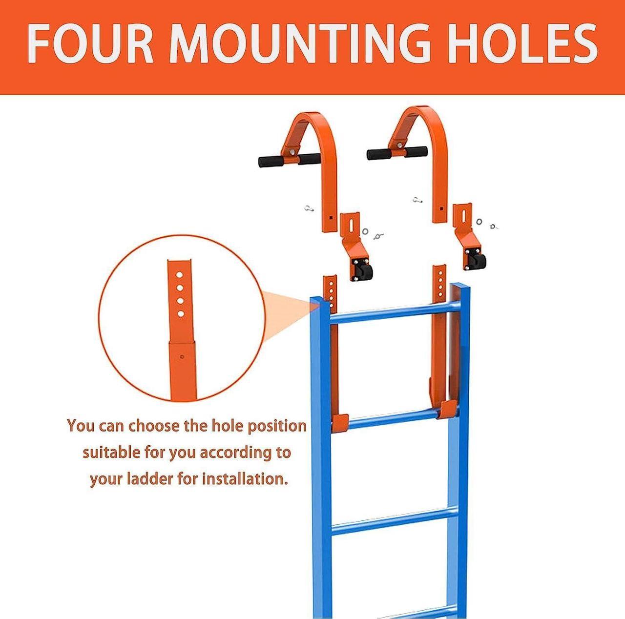 Alt view image 3 of 7 - Ladder Roof Hook Heavy Duty, Extension Ladder Stabilizer Roof Ridge Extension with Wheel Rubber Grip T-Bar, 500 lbs Weight Capacity, Fast and Easy Setup to Access Steep Roofs