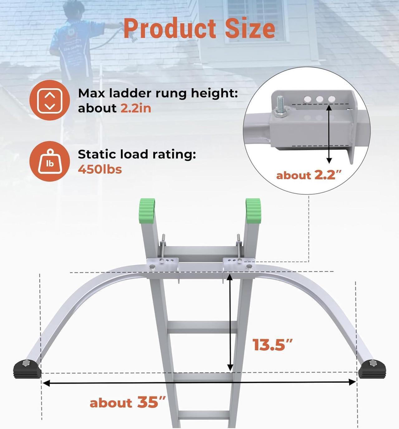 Alt view image 3 of 7 - Extension Ladder Stabilizer for Roof Gutter, 450 Lbs Weight Rating, Standoff Roof Ladder Accessories, Lightweight and Easy to Use