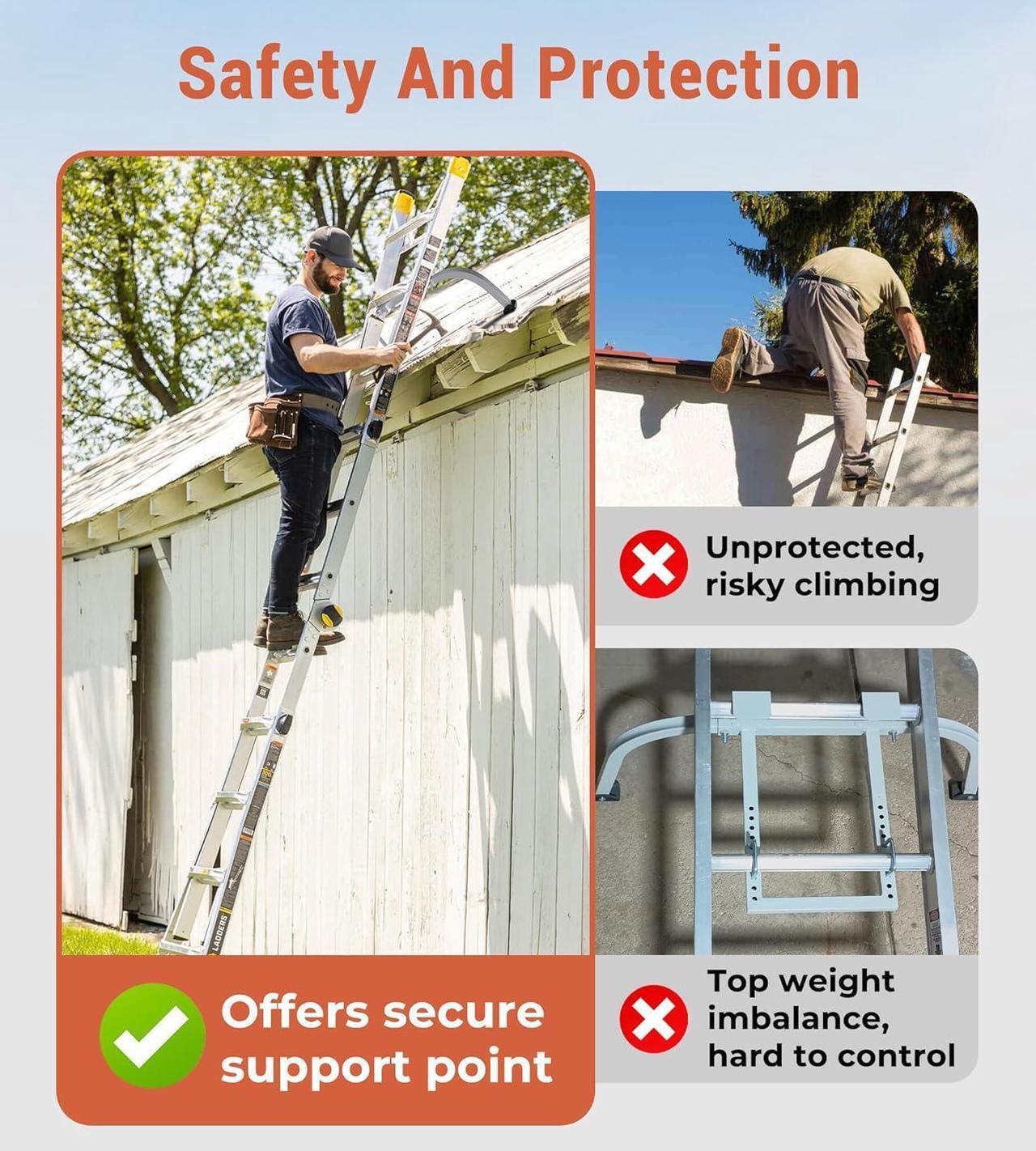 Alt view image 2 of 7 - Extension Ladder Stabilizer for Roof Gutter, 450 Lbs Weight Rating, Standoff Roof Ladder Accessories, Lightweight and Easy to Use