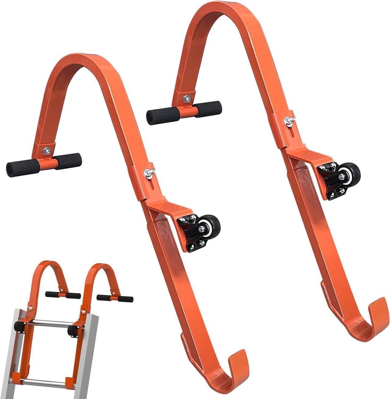 Main image of 2 Pack Heavy Duty Roof Ladder Hook with Wheel,Extension Ladder Stabilizer for Roof with Rubber Grip T-Bar for Damage Prevention, Fast and Easy Setup to Access Steep Roofs