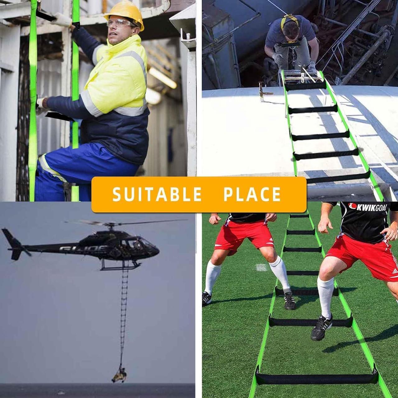 Alt view image 2 of 6 - Emergency Fire Escape Ladder,Flame Resistant Safety Rope Ladder with Hooks 13FT/16FT/26FT/32FT/49FT,Fast to Deploy,Easy to Store Withstand Weight up to 1300 pounds (26FT)