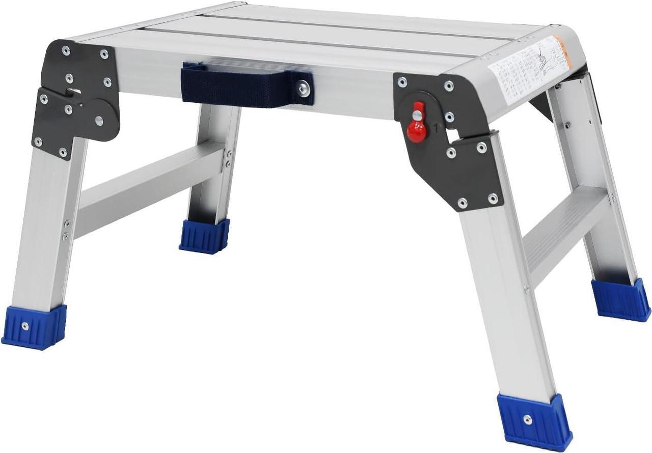 Main image of Foldable Step Stool for Adults, Lightweight and Durable Portable Outdoor Aluminum Work Platform, Folding One Step Stool Maximum Load Capacity of 440 Pounds