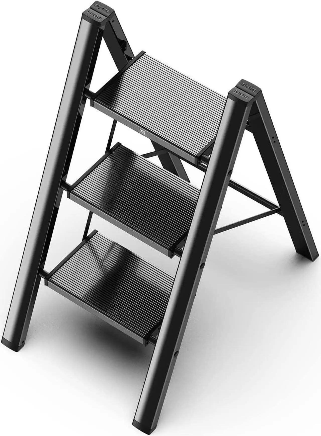 Main image of GameGem 3 Step Ladder Folding Step Stool with Anti-Slip Sturdy and Wide Pedal for Adults&Elderly, Aluminum Portable Lightweight Stepladder for Home Kitchen Office, Black, 330lbs