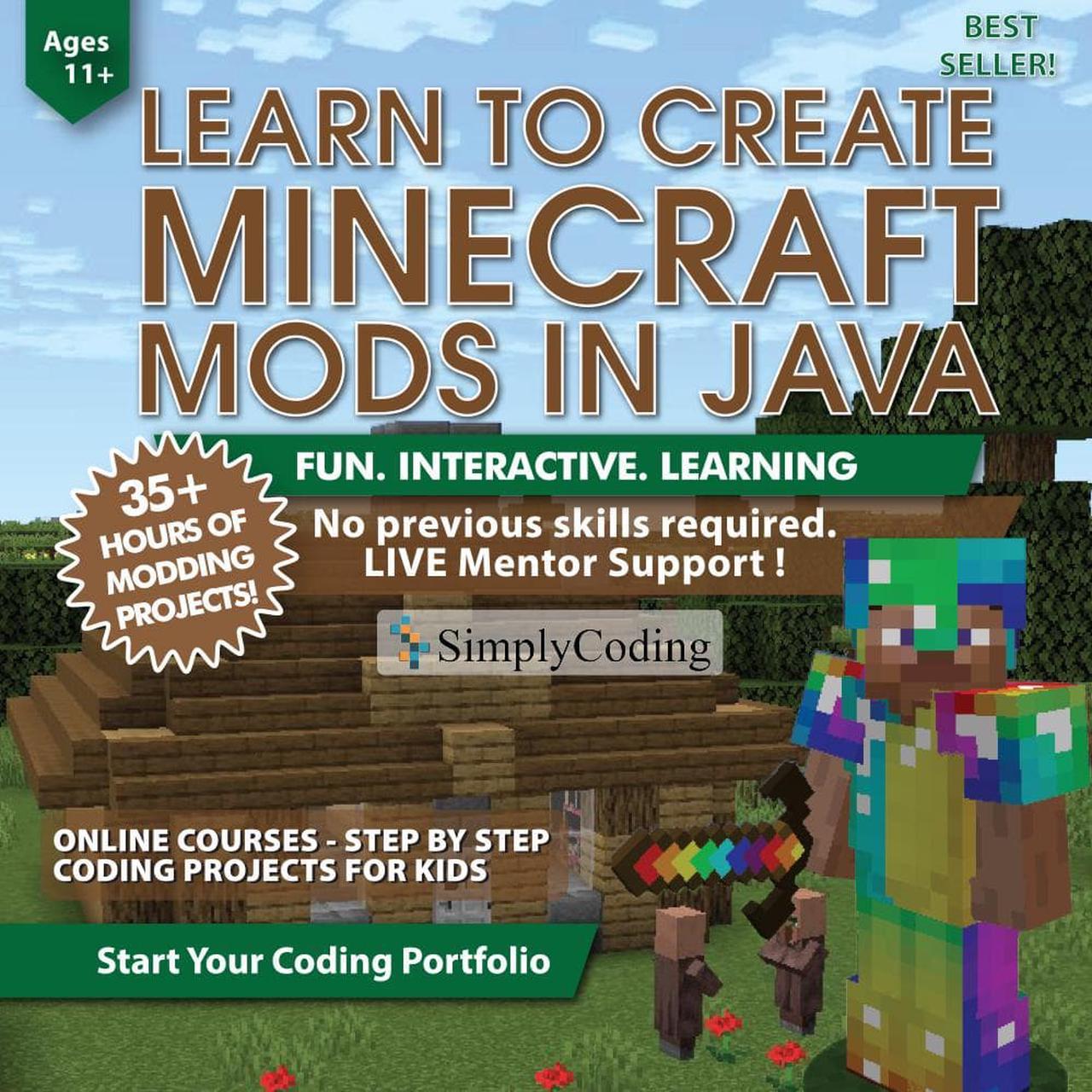 Coding for Kids: Learn to Code Minecraft Mods in Java - Video Game Design Coding Software - Computer Programming Courses, Ages 11-18, (PC, Mac Compatible)