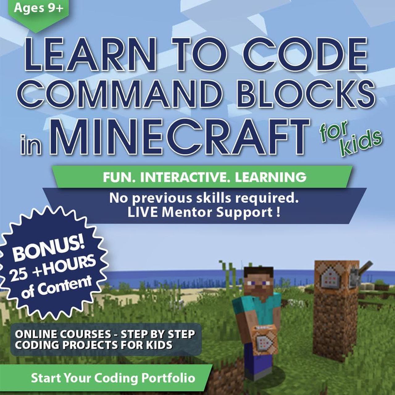 Coding for Kids: Learn to Code Minecraft Command Blocks - Video Game Design Coding Software - Computer Programming Courses, Ages 9+ (PC, Mac Compatible)