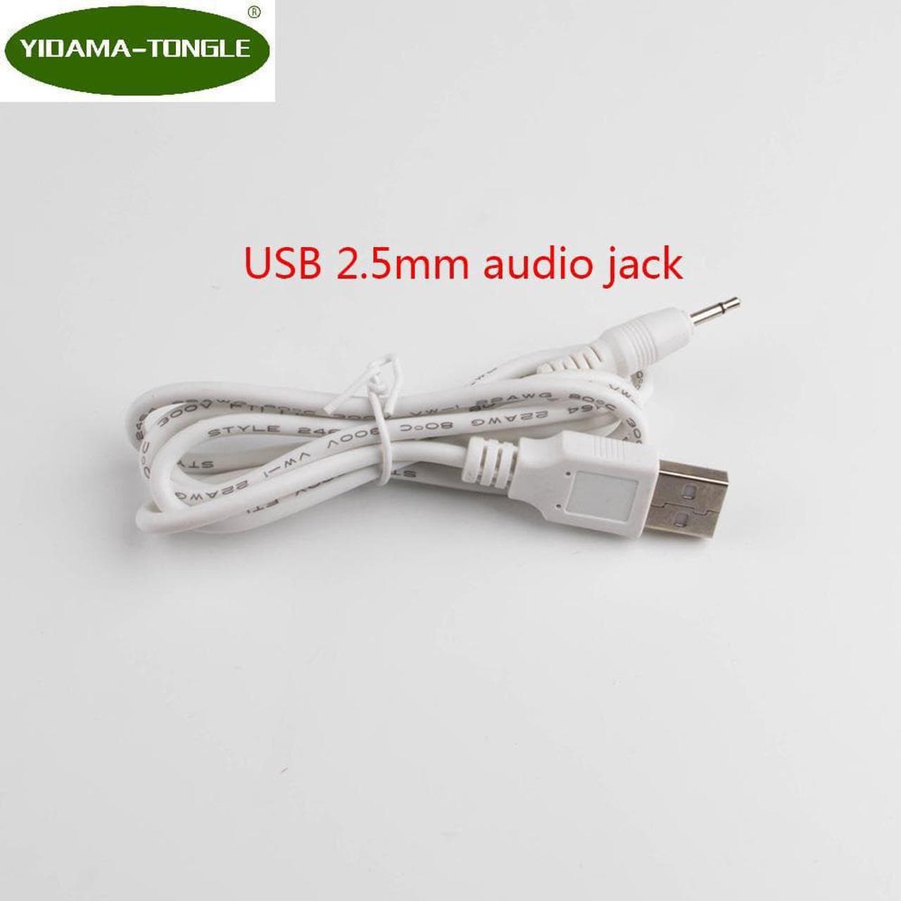 USB to 2.5mm Audio Jack Plug Aux Adapter Stereo cable 100cm length white L shape 2 poles