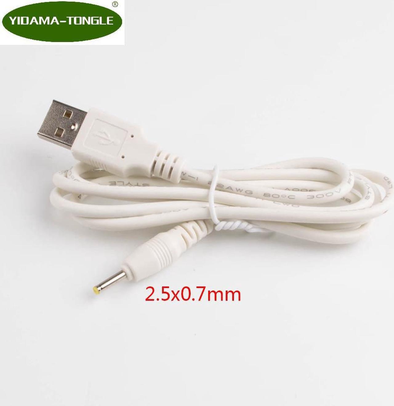 DC Power Adapter Plug USB Convert To 2.5*0.7mm/DC 2.5*0.7 2.5 x 0.7 mm White Jack With Cord Connector Barrel Cable