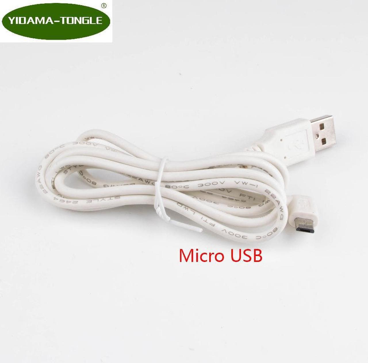 DC Power Plug USB Convert To Micro USB L Shape White Right Angle Jack With Cord Connector Cable