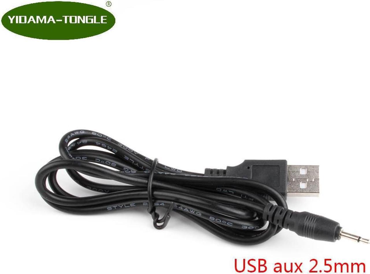 USB to 2.5mm Audio Jack Plug Aux Adapter Stereo cable 100cm length black L shape 2 poles