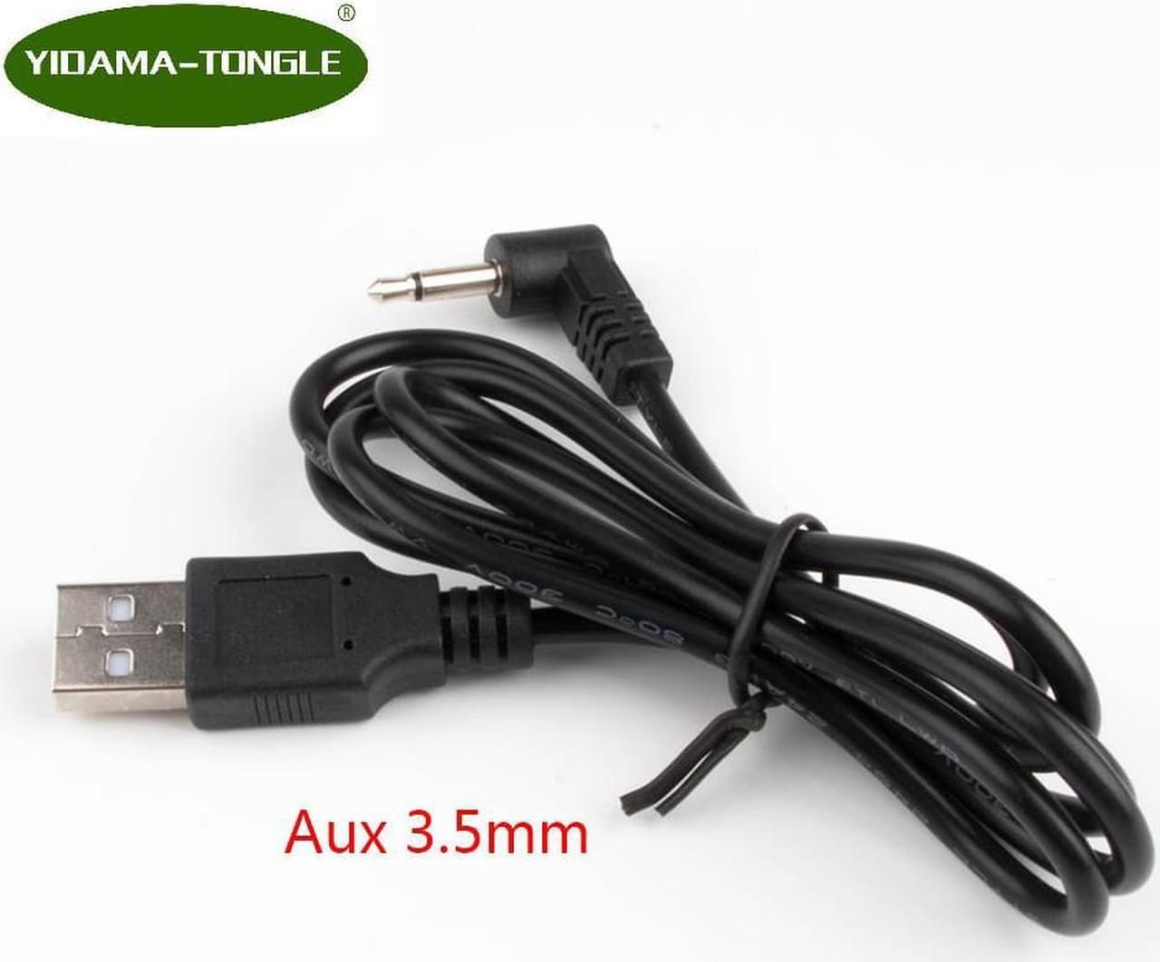 USB to 3.5mm Audio Jack Plug Aux Adapter Stereo cable 100cm length black L shape 2 poles