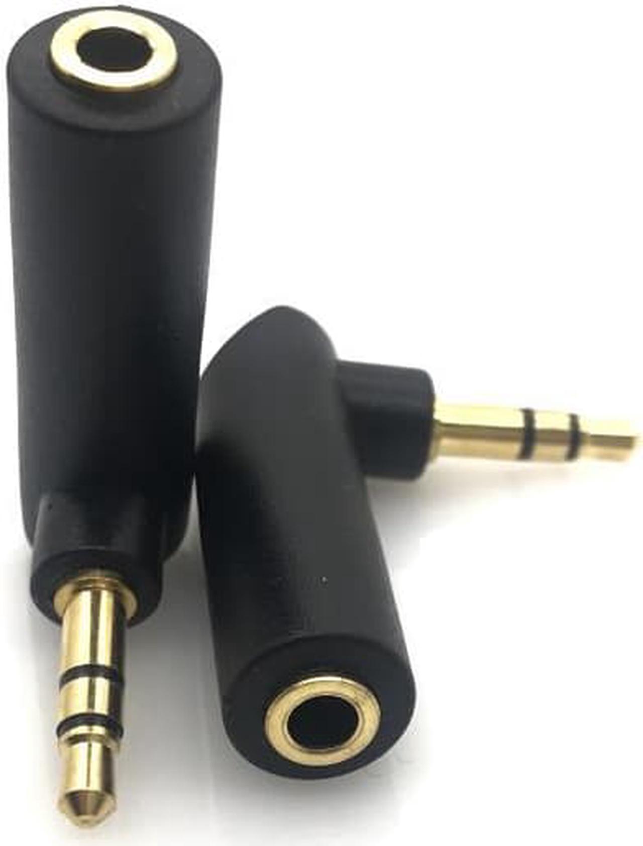 1Pcs Gold 3.5mm 3 Pole Stereo 90 Degree Right Angle Female to 3.5mm 3Pole Male Audio Plug L Shape Jack Adapter Connector